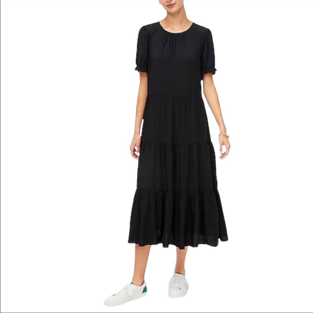 J. Crew Tiered Midi Short Sleeve Dress
